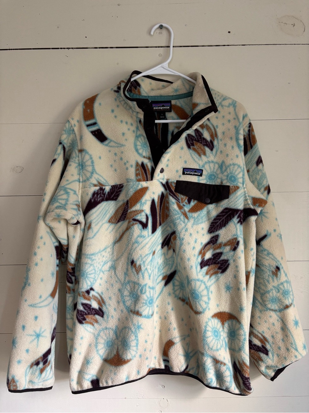 Women's Patagonia Synchilla Snap-T Fleece Pullover Large Fall 2016 Printed